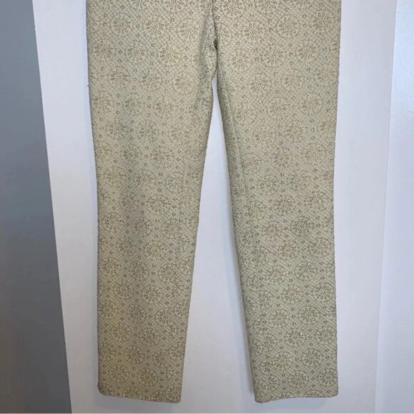 CELINE Women's Pants Gold Metallic Embossed High Waist Straight Leg Trouser 6 - Picture 13 of 16